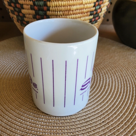 Vintage Las Vegas Sands Hotel Casino Coffee Mug Purple and White Pin Stripe - Picture 4 of 6